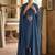 Indigo blue straight kurta pant set with matching dupatta