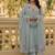 Elegant pastel grey-green embroidered straight suit set with dupatta for festivals  weddings