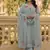 Elegant pastel grey-green embroidered straight suit set with dupatta for festivals weddings