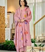 Women's Beautiful Printed Work Chanderi Fabric Straight Kurta Pant and Dupatta Set