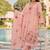 Premium peach chanderi silk floral embroidered straight kurta pant set with dupatta for women