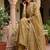Festive gold-olive green anarkali kurta pant set for women