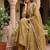 Festive gold-olive green anarkali kurta pant set for women