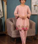 Women's lavender  embroidered kurti set
