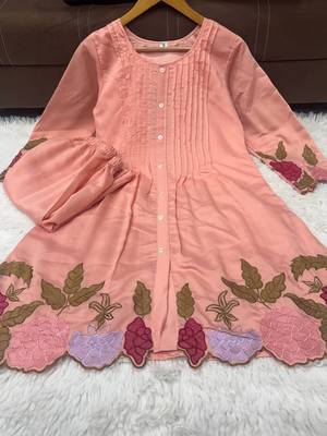 Women's lavender embroidered kurti set 4
