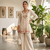 Cream silk short kurti with palazzo set for women