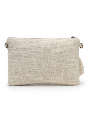  petal posh blush pink & off white beaded cotton jacquard sling bag 5