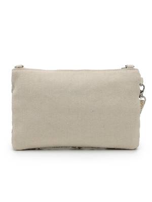  petal posh ivory & antique gold hand beaded cotton sling bag 5