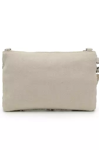   petal posh ivory & antique gold hand beaded cotton sling bag