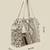   folklore edit ivory geometric shell embellished jacquard hobo bag