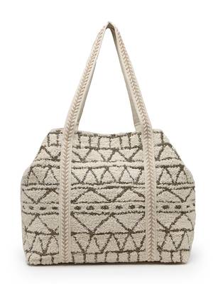  folklore edit ivory geometric shell embellished jacquard hobo bag 5