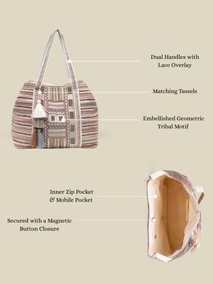  folklore edit blush pink tribal geometric jacquard hobo bag 3