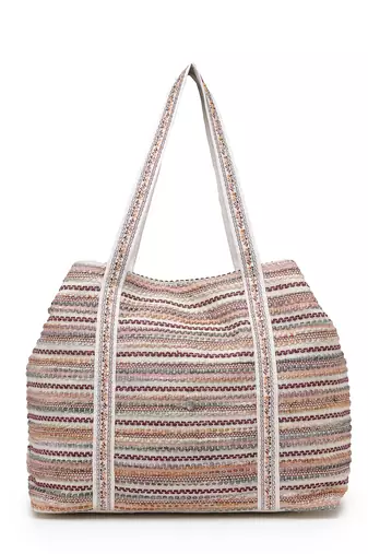   folklore edit blush pink tribal geometric jacquard hobo bag