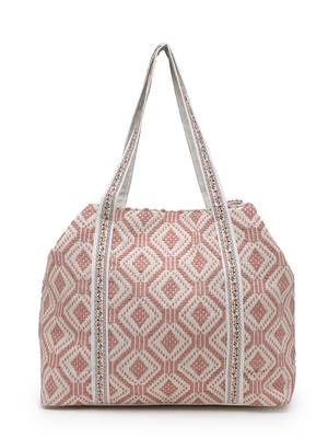  folklore edit blush pink & gold abstract beaded jacquard hobo bag 5