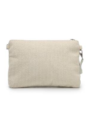  petal posh ivory 3d flower embellished cotton sling bag 5