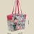   beaded muse off white & pink marine embroidered jacquard tote bag