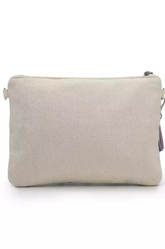   beaded muse off white & multi marine embroidered jacquard sling bag
