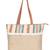   folk khaki & multi striped jute tote bag