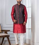  kurta jacket set for men with embroidered work