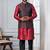 red  silk blend kurta jacket set for men with embroidered work