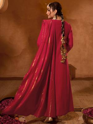 Women's Beautiful Embroidery Work Viscose Silk Fabric Flared Kurta Pant and Dupatta Set 4