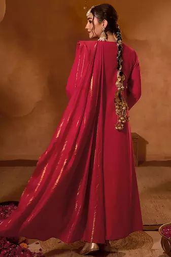 Women's Beautiful Embroidery Work Viscose Silk Fabric Flared Kurta Pant and Dupatta Set
