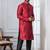  red silk blend kurta set for men  