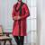  red  silk blend kurta dupatta set for men  