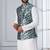  silk blend kurta jacket set for men with embroidered work