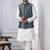  silk blend kurta jacket set for men with embroidered work