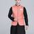 Mens solid black kurta pyjama set with peach jacket