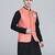 Mens solid black kurta pyjama set with peach jacket