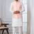 white   silk blend kurta jacket set for men with embroidered work