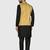 Mens solid black kurta pyjama set with golden jacket