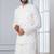 white silk blend kurta jacket  set for men with sequin work