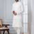 white silk blend kurta jacket  set for men with sequin work