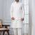 white silk blend kurta jacket  set for men with sequin work