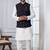 white silk blend kurta jacket  set for men with sequin work