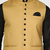Mens solid black kurta pyjama set with golden jacket