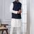  silk blend kurta jacket set for men with embroidered work