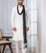   white blend kurta duppata  set for men  