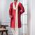 red silk blend kurta duppata  set for men with embroidered work