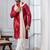 red silk blend kurta duppata  set for men with embroidered work