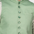 Mens solid white dupion kurta pyjama set with sage green jacket