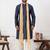  blue  silk blend kurta duppata  set for men 
