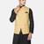 Mens solid black kurta pyjama set with golden jacket