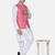 Mens solid white kurta pyjama set with pink angrakha jacket
