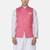 Mens solid white kurta pyjama set with pink angrakha jacket