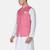 Mens solid white kurta pyjama set with pink angrakha jacket