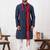 blue  silk blend kurta duppata  set for men